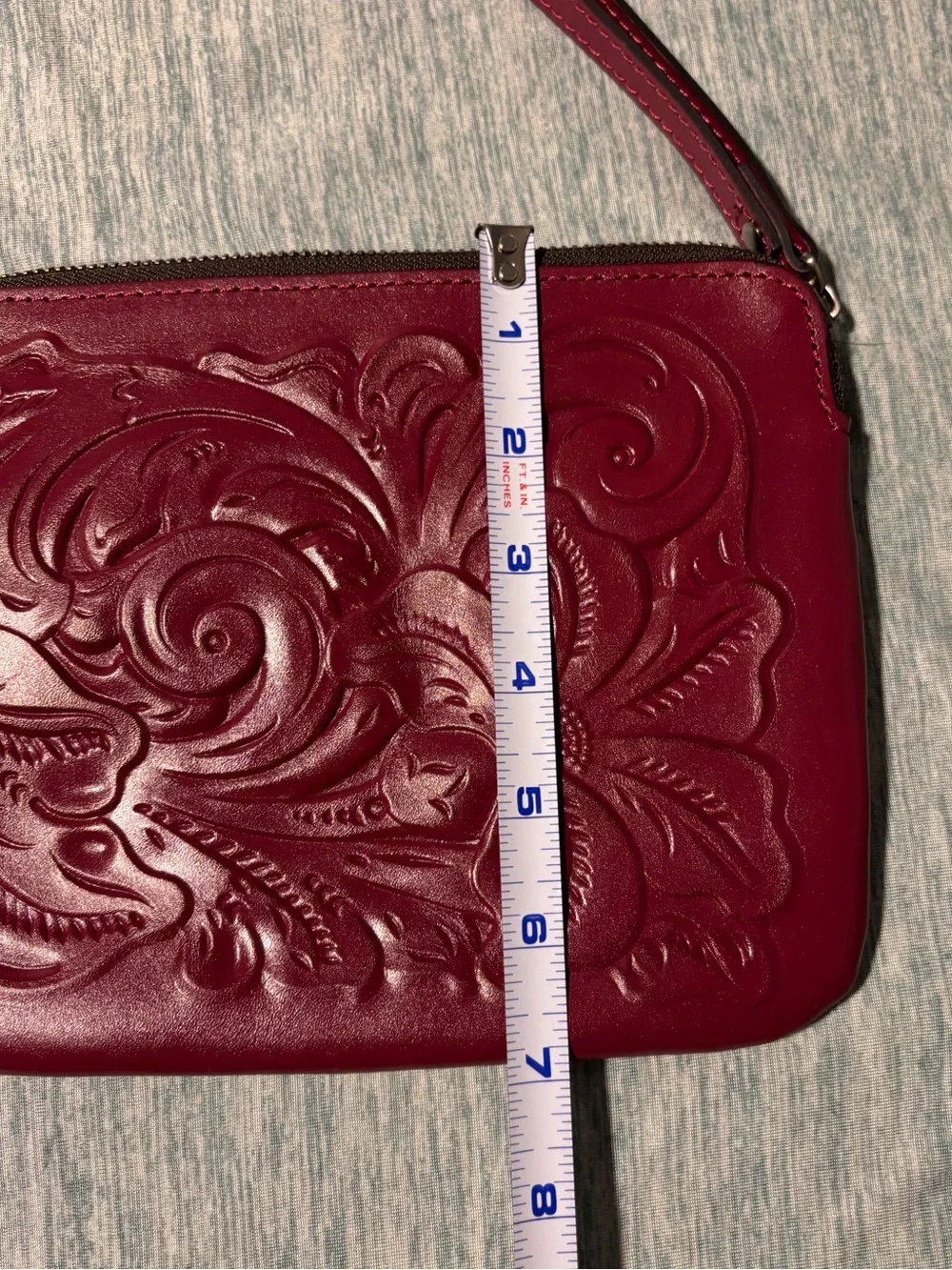 Patricia Nash Tooled Cassini Wristlet Clutch in Magenta Pink